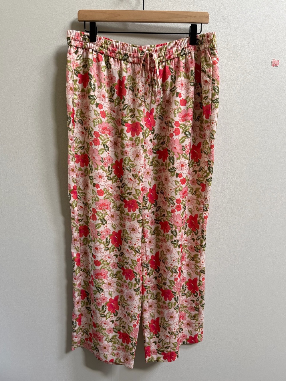 Outerknown Wide Leg Floral Boho Pants Pink Women’s L Resort Coastal Sustainable